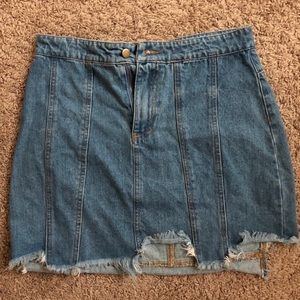 Denim Skirt Frayed Edge